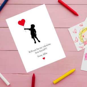 Simple cute  school  kids modern valentines  holiday card