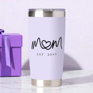 Simple Cute Script Heart Purple Mom Established Insulated Tumbler