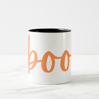 Simple Cute Spooky Halloween White boo Two-Tone Coffee Mug