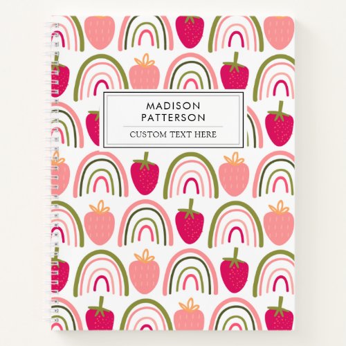 Simple Cute Strawberries Colorful Rainbow  Notebook