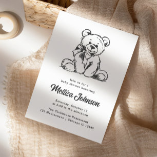 Simple Cute Teddy Bear Baby Shower Invitation