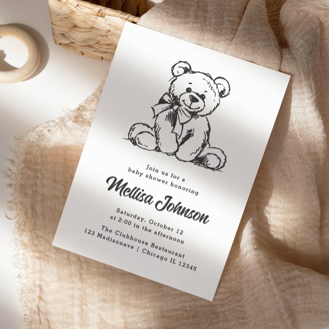 Simple Cute Teddy Bear | Baby Shower Invitation (Creator Uploaded)