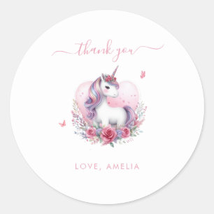 Simple Cute Unicorn Magical Birthday Favor Classic Round Sticker