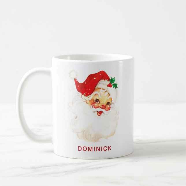 Simple Cute Vintage Santa Claus Christmas Coffee Mug (Left)