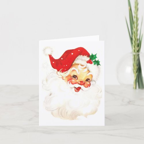 Simple Cute Vintage Santa Claus Christmas Holiday Card