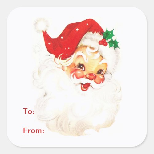 Simple Cute Vintage Santa Claus Christmas Square Sticker