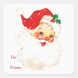 Simple Cute Vintage Santa Claus Christmas Square Sticker