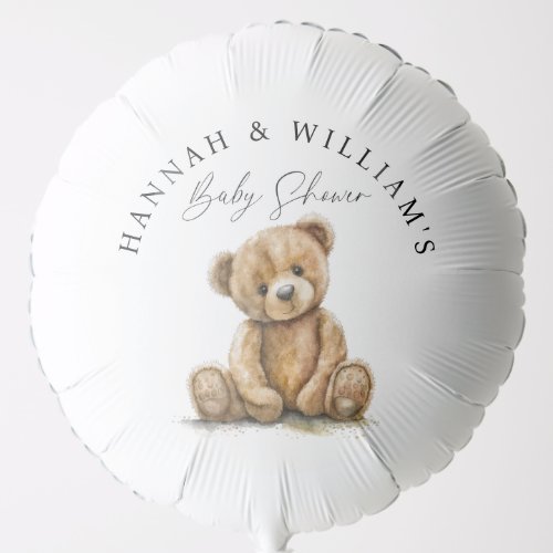 Simple Cute watercolor Teddy Bear Baby Shower Balloon