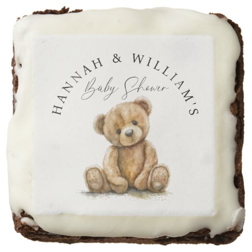 Simple Cute watercolor Teddy Bear Baby Shower Brownie
