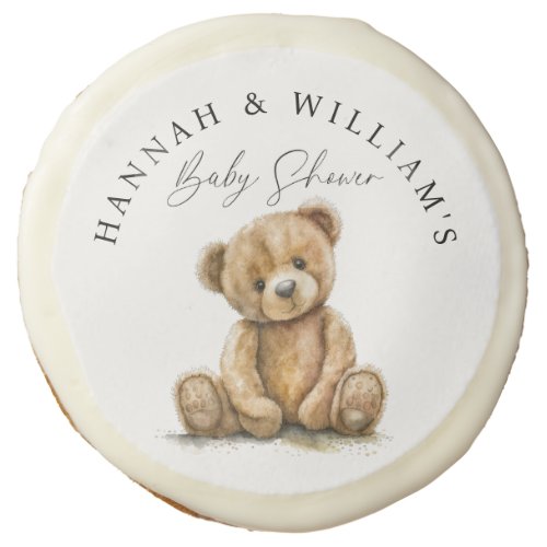 Simple Cute watercolor Teddy Bear Baby Shower Sugar Cookie