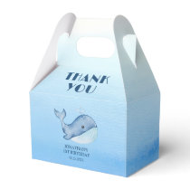 Simple Cute Whale Blue Sea Birthday Thank You Favor Boxes