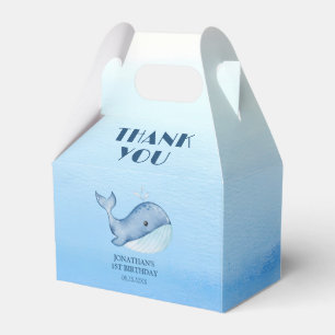 Simple Cute Whale Blue Sea Birthday Thank You Favor Boxes