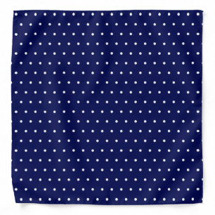 Simple Cute White Polka Dots on Midnight Blue Bandana