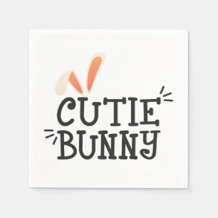 Simple Cutie Bunny Easter Typograph   Paper Napkin