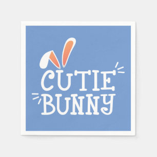 Simple Cutie Bunny Easter Typograph Paper Napkin