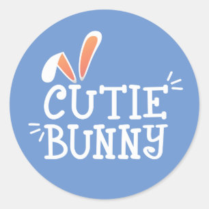 Simple Cutie Bunny Easter Typograph   Sticker Seal