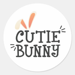 Simple Cutie Bunny Easter Typograph   Sticker Seal