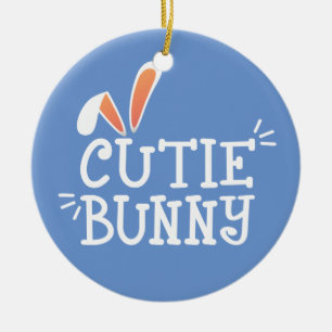 Simple Cutie Bunny Easter Typography   Ornament