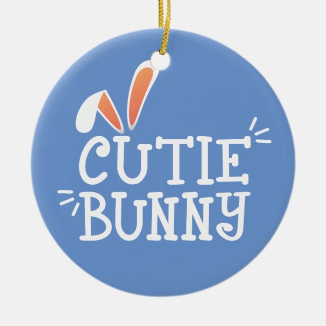 Simple Cutie Bunny Easter Typography | Ornament (Front)