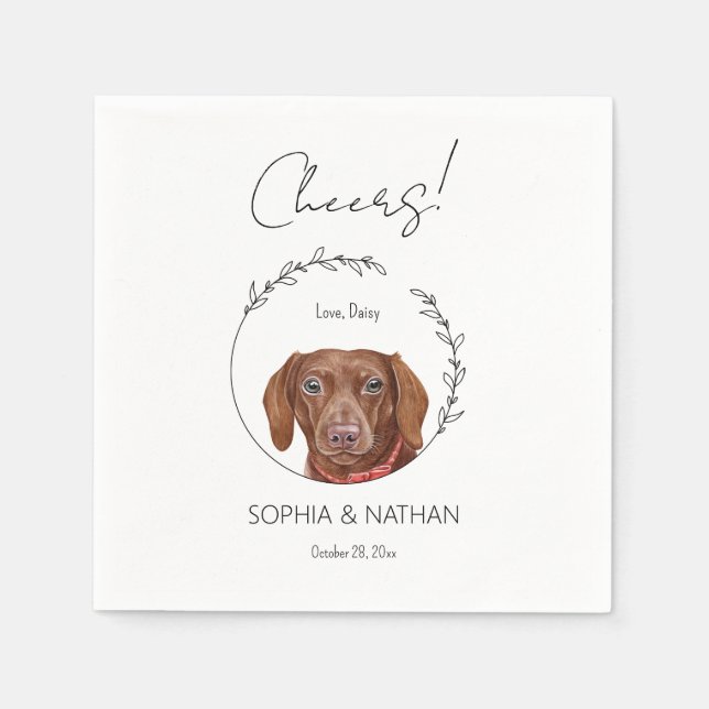 Simple Dachshund Dog Wedding Cocktail Napkins (Front)