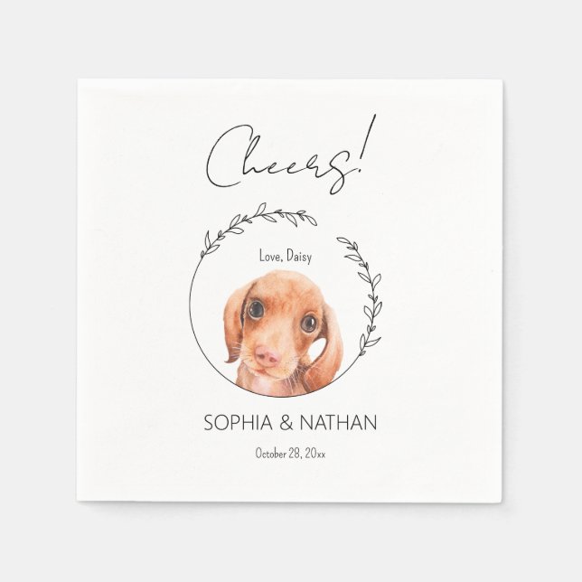 Simple Dachshund Dog Wedding Cocktail Napkins (Front)