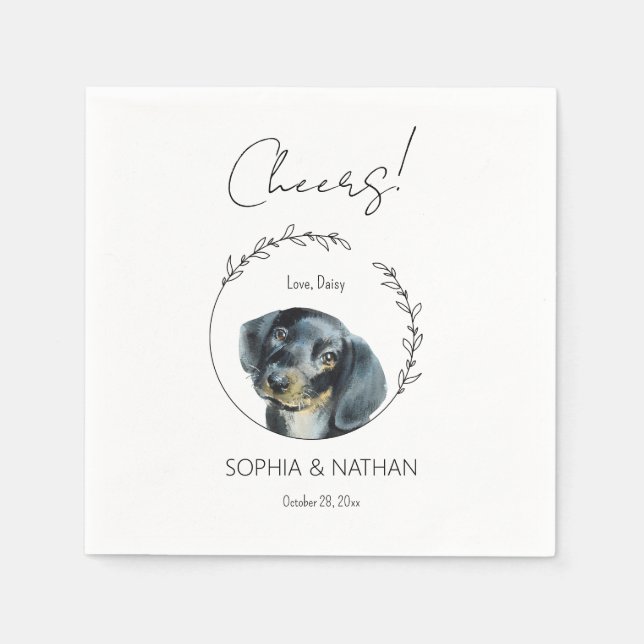 Simple Dachshund Dog Wedding Cocktail Napkins (Front)