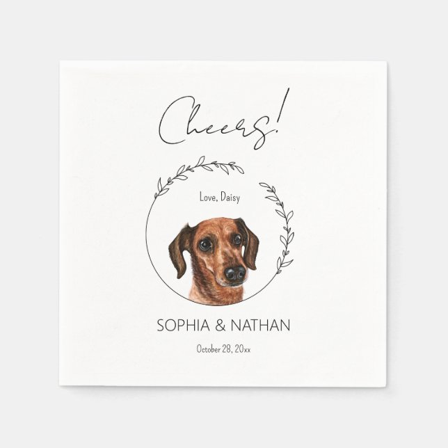 Simple Dachshund Dog Wedding Cocktail Napkins (Front)