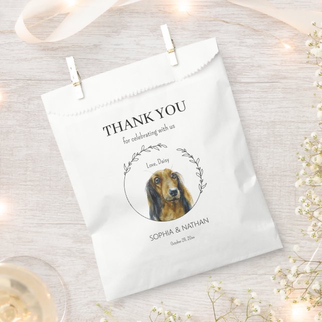 Simple Dachshund Dog Wedding Thank You Favor Bag (Clipped)