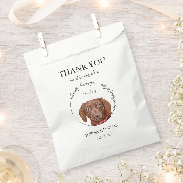 Simple Dachshund Dog Wedding Thank You Favor Bag (Clipped)