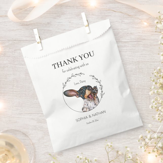Simple Dachshund Dog Wedding Thank You Favor Bag (Clipped)