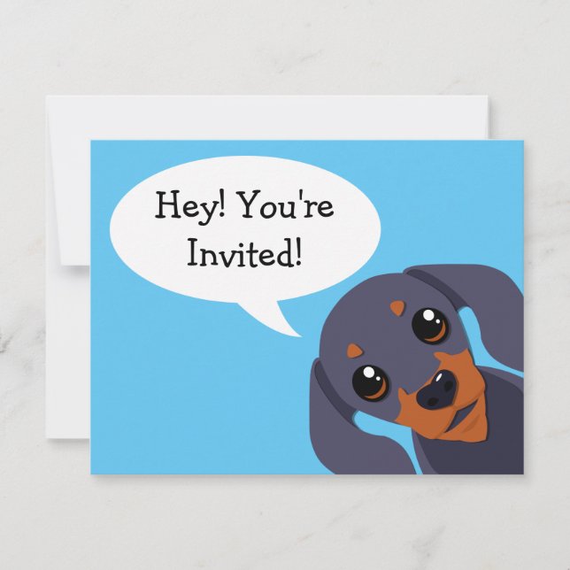 Simple Dachshund Sausage dog  Birthday Invitation (Front)