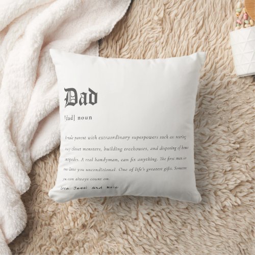 Simple Dad Dictionary Definition Personalized Gift Throw Pillow