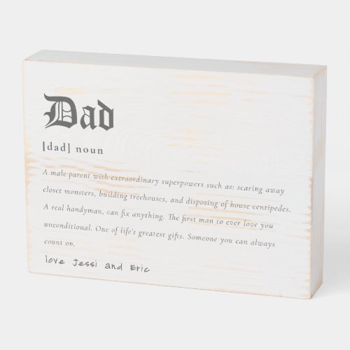 Simple Dad Dictionary Definition Personalized Gift Wooden Box Sign
