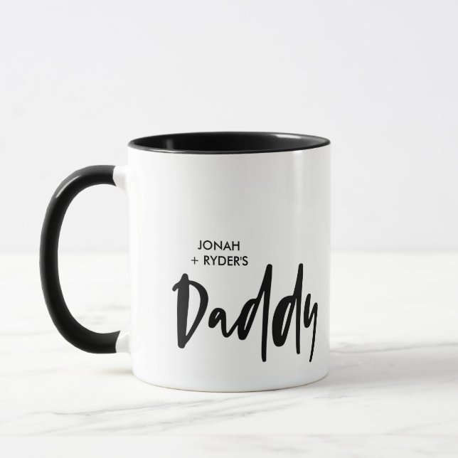 Simple Daddy Lettering Kids Names  Mug (Left)