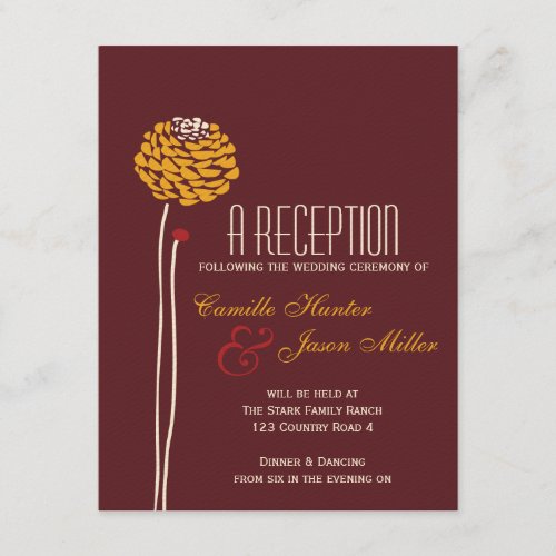 Simple Dahlia - Autumn Rustic Textured Reception Personalized Invitations
