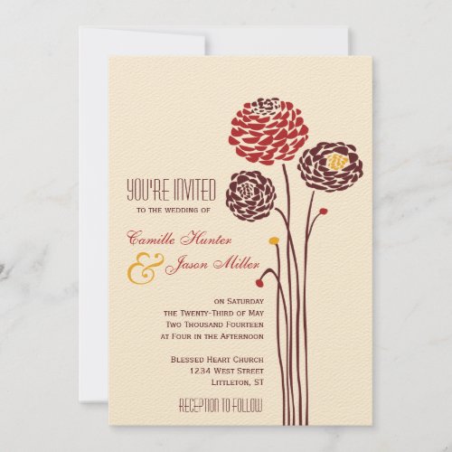 Simple Dahlia - Autumn Rustic Textured Wedding Invitations