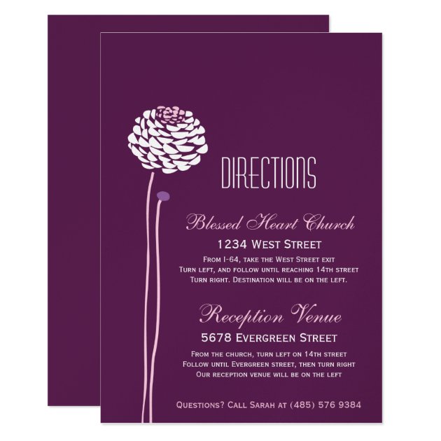 Simple Dahlia - Elegant Aubergin Directions Insert Card