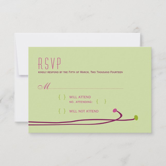 Simple Dahlia - Green & Purple RSVP Card (Front)