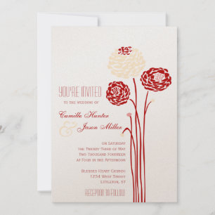 Simple Dahlia - Metallic Red Wedding Invitation