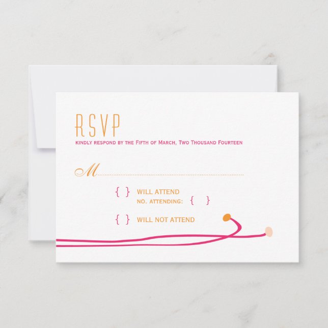 Simple Dahlia - Pink & Orange Wedding RSVP (Front)