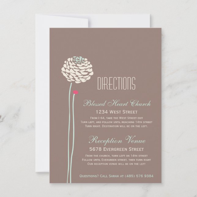 Simple Dahlia - Rustic Modern Directions Insert Invitation (Front)