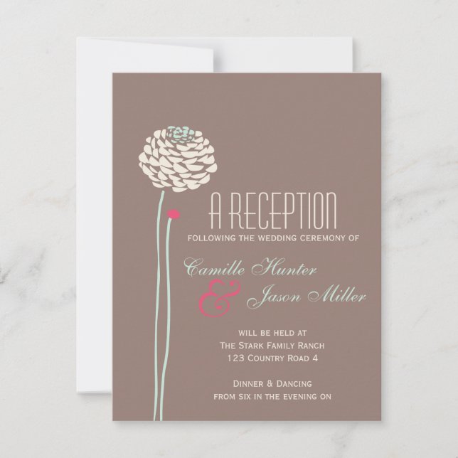 Simple Dahlia - Rustic Modern Reception Invitation (Front)