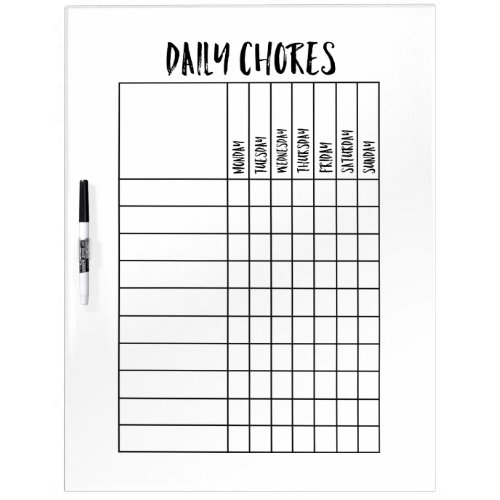 Simple Daily Chore Chart Dry Erase Board