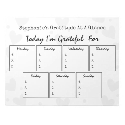 Simple Daily Gratitude At A Glance Notepad