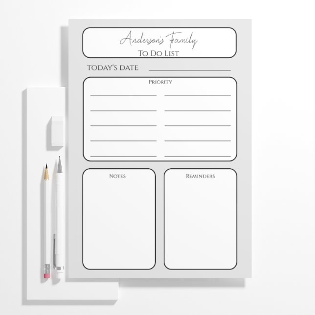 Simple Daily Planner To Do List Family Name  Notepad (Creator Uploaded)