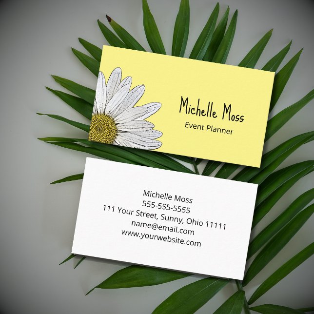 Simple Daisy Botanical Country Yellow  Business Card (Creator Uploaded)