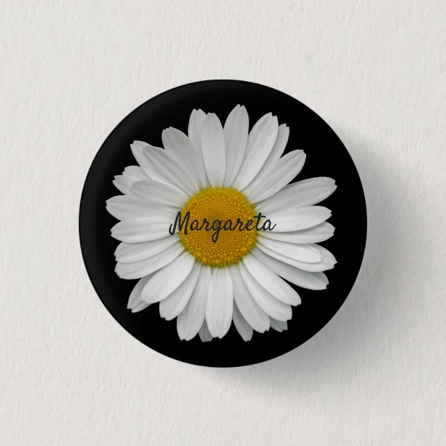 Simple Daisy Flower with Name Button (Front)