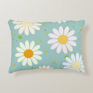Simple Daisy Flowers Floral Pattern trendy Girly  Accent Pillow