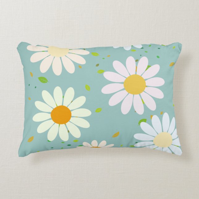Simple Daisy Flowers Floral Pattern trendy Girly  Accent Pillow (Front)