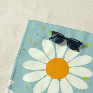 Simple Daisy Flowers Floral Pattern trendy Girly Beach Towel